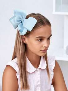 1pc 6-Inch Large Satin Ribbon Bow Hair Clip, Suitable For Girls And Teenagers - A - View 6