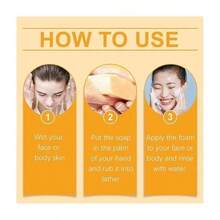 4Pcs Turmeric Wash And Care Three Piece Set,Tuemeric Facial Cleanser & Turmeric Soap Bar & Turmeric Face Scrub Pads,Face & Body Cleanser,Turmeric Cleansing Skincare Set, Deep Cleansing - Màu vàng - Xem 12