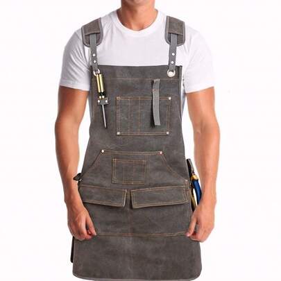 Woodworking Apron – Heavy-Duty Waxed Canvas Work Tool Apron With 9 Pockets And Adjustable Straps – Suitable For Men And Women – Gift Idea – 75 Cm