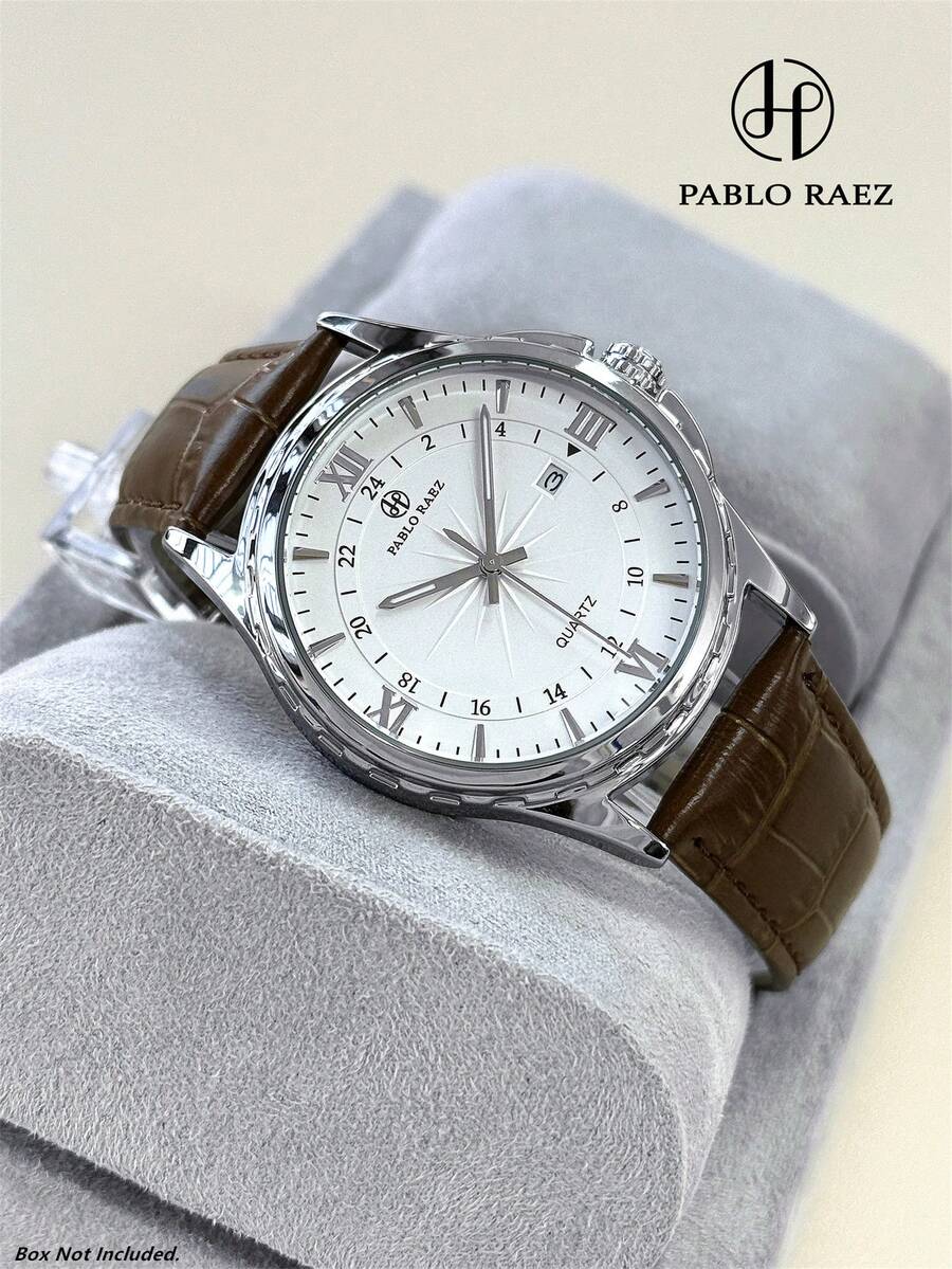 Pablo Raez 1 chiếc đồng hồ nam chính hãng, sang trọng, bằng thép không gỉ, dây da màu nâu đen, chống nước 50M, chất lượng AAA, màu bạc không gỉ, hiển thị vạch chỉ giờ và chữ số Ả Rập, lịch, dây đeo bằng thép chắc chắn, thương hiệu nổi tiếng, thiết kế mới, thời trang thường ngày, đồng hồ thạch anh cho nam, kim dạ quang, chữ số La Mã, đồng hồ đeo tay cao cấp dành cho doanh nhân, thích hợp sử dụng hàng ngày, quà tặng giáo viên, quà tặng bố hoặc bạn trai, quà sinh nhật, tốt nghiệp, đám cưới.