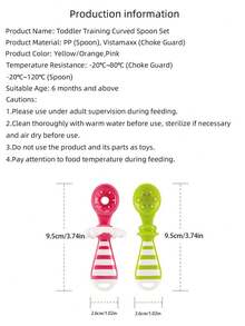 2件套婴儿训练勺，带防呛护罩，双头舔舐设计，耐热，适合6个月及以上宝宝自主进食。 - 彩色 - 查看 9