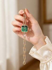 Bộ 1 chiếc đồng hồ nữ cổ điển, mặt số kẻ sọc tối giản, dây thép không gỉ, máy quartz, thích hợp để đeo hàng ngày, làm quà sinh nhật, quà kỷ niệm, quà Lễ Tạ ơn, Cyber Monday, Halloween và các dịp lễ khác. Không bao gồm hộp quà. - màu xanh lá - Xem 2