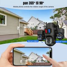 A True Three Lens Solar Powered Security Camera Equipped With Red And Blue Alarm Lights, Supporting 2.4GHz/5.8GHz WiFi, 360 ° Steering, PIR Motion Detection, Full-Color Night Vision, Two-Way Audio, IP66, And Can Be Used In Conjunction With Various - 黑色L3MSXT-BLACK - 查看 7