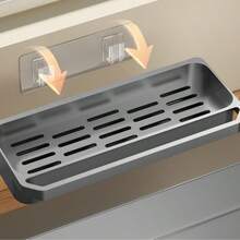 1 Set - Wall-Mounted Kitchen Storage Rack With Sponge Holder And Dish Rack - Durable PP Plastic Space-Saving Sink Storage Rack For Sponge, Soap, Towel - Faucet Mounted, Modern Design, Kitchen Sink Accessories - Multicolor - View 13
