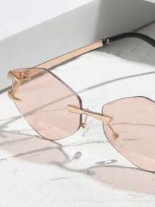 1 Pair Women's Multi-Sided Light Tea Modern Style Sunglasses, Suitable For Family Outings, Elegant Dress, Street Fashion Accessories, Party, Vacation, Fishing, Sports, Outdoor Activities - Golden Light Tea - View 3
