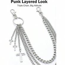 Wallet Chain, Dual Lobster Clasps, Sturdy Alloy, Hip - Hop Jeans Chain Belt Pocket, Dresses, Belts, Purses, Waist Pants Chain. Fits Women Men - Cross - View 5