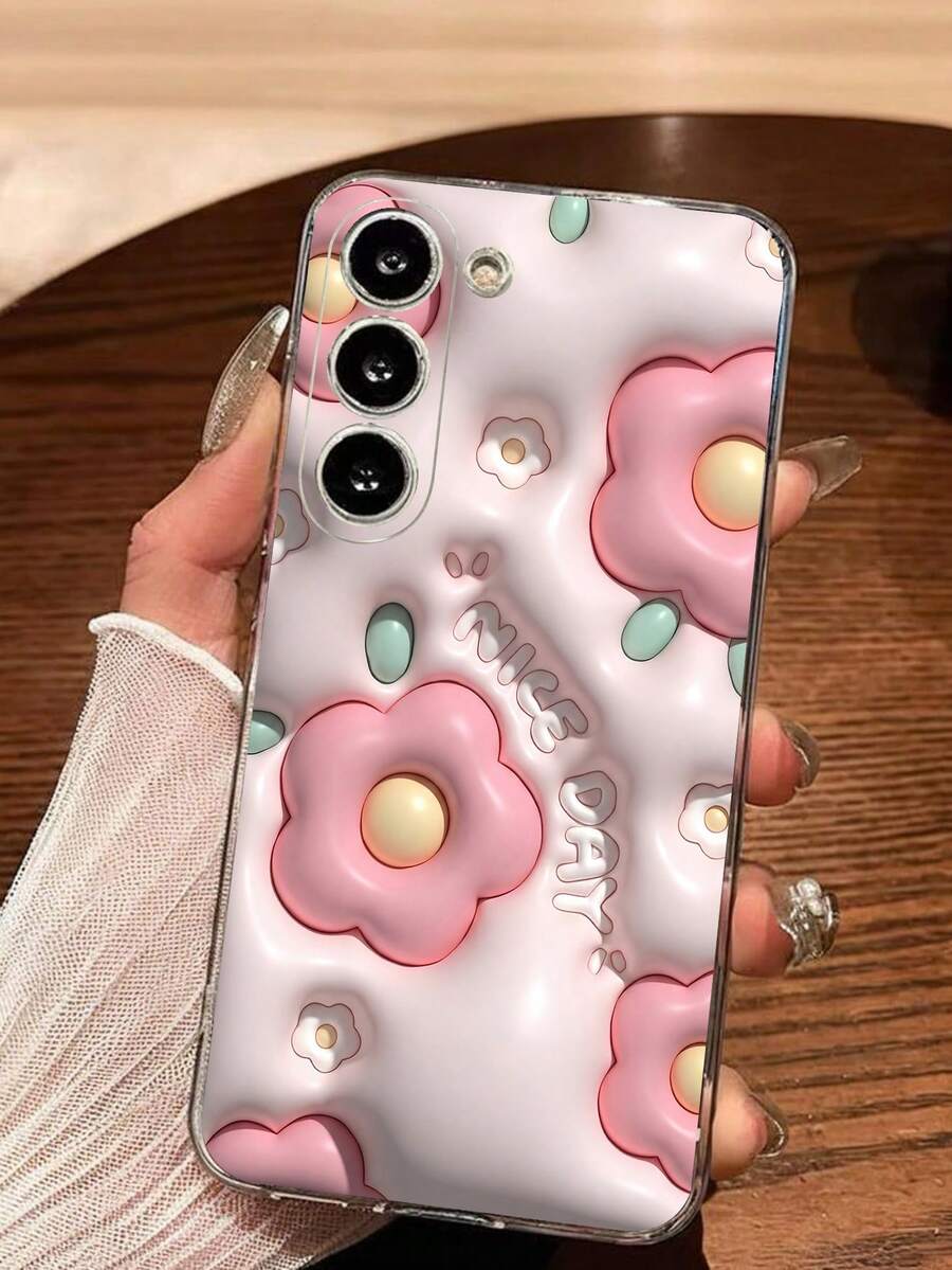 美丽粉色花卉幸运高级透明软壳手机壳,兼容 17 系列、荣耀、三星 Galaxy A04e/12/A13/A14/A34/A50/A52/A53/A54/S21/S22/S23/S24/S25/S25 Ultra、6A/7A/8A、12T/13T - 無色 - 查看 1