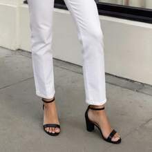 Women Chunky Block Low Heel Pump Sandals Open Toe Ankle Strap Heeled Sandals Bridesmaid Wedding Bridal Party Evening Homecoming Prom Dress Pumps Shoes - 黑色 - 查看 10