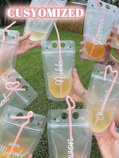 Quà tặng tiệc độc thân cho phù dâu: Túi đựng đồ uống (không kèm ống hút), Túi đựng đồ uống cá nhân hóa kèm ống hút, Ý tưởng trang trí tiệc độc thân bên hồ bơi, bãi biển.