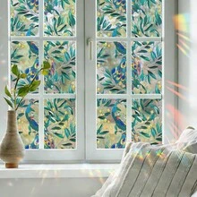 1pc Floral Dragonfly Sunlight Glare Static Cling Sticker, Reusable Self-Adhesive Glass Decal For Living Room, Bedroom, Bathroom Decoration, No Residue Easy Installation, Stained Glass Effect - Floral Window Stickers - View 7