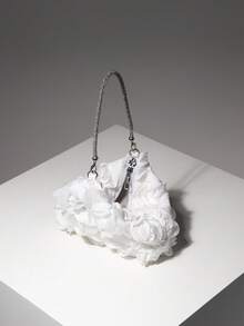 Mini Floral Handbag, Elegant Ladies Purse Suitable For Evening Gowns, Galas, Weddings, Parties - White - View 6