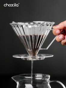 choxila 3pcs/Set Transparent Coffee Pot, Transparent Resin Dripper, 50pcs V02 Filter Paper, Reusable Pour-Over Coffee Equipment, Coffee Accessories, Suitable For Pour-Over Coffee, Gift - Transparent - View 1