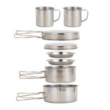 Lixada Camping Cookware Mess Kit 8pcs Stainless Steel Cooking Pot And Pan Set With Plates Cups For Camping Hiking Backpacking - 8pcs Set - View 1