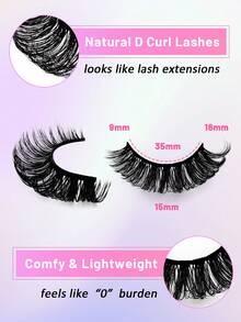 7 Cặp mi giả kiểu Nga, cong chữ D, tạo vẻ tự nhiên, mi giả lông chồn 16mm, mi giả lông mèo mềm mại, tạo hiệu ứng tự nhiên liền mạch. - màu đen - Xem 5