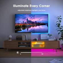 Intelligent Music-Syncing Flexible LED Light Strip, 44 Keys + App Dual-Control Self-Adhesive Design, TV Backlight Background Wall Decoration, RGB Intelligent Light Strip, Suitable For Decoration In Bedrooms, Living Rooms And Parties. - ánh sáng đa sắc - Xem 2