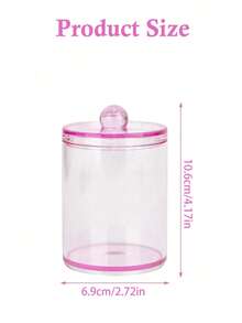 Hộp nhựa trong suốt 10oz có nắp đậy kèm khay đựng tăm bông, hộp đựng đồ trang điểm dùng để đựng bông tẩy trang, tăm bông, chỉ nha khoa, kẹp tóc, kẹp giấy, dây buộc tóc (Màu hồng) - Hồng - Xem 10