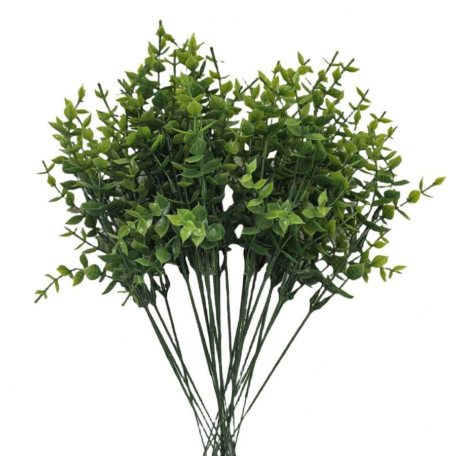 10 buah Semak Buatan, Tanaman Hias Eucalyptus Plastik, Dekorasi Meja DIY untuk Dalam dan Luar Ruangan, Rumah, Taman, Pesta, Balkon, Pernikahan