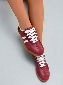 Women's Casual  Sneakers - Comfortable For Everyday Use - Burgundy - View 2