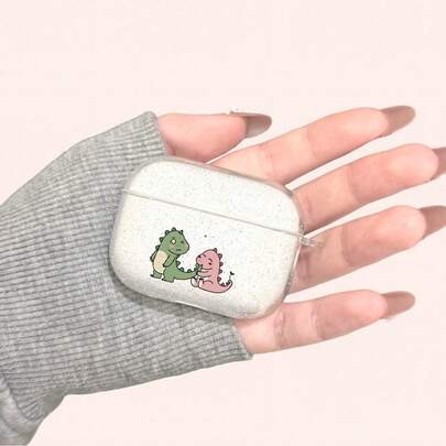 趣味恐龙图案闪光耳机保护套，适用于耳机保护套 1/2、新款无线耳机保护套 3/Pro/Pro2，送给男友/女友的礼物，情人节、节日、复活节