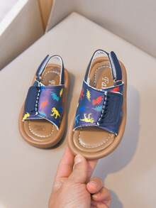 1双夏季新款童鞋，男童休闲百搭沙滩凉鞋，女童编织带简约露趾凉鞋 - 藍色 - 查看 6