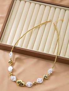 1 chiếc vòng cổ dây xích ngọc trai giả kiểu Baroque cổ điển, đa năng, thích hợp cho nữ giới đeo hàng ngày, hẹn hò, dự tiệc, món quà tuyệt vời cho bạn bè. - Nhiều màu - Xem 2