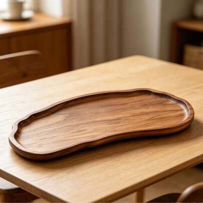 Multifunctional Rosewood Tray, Asymmetrical Design, Made Of High-Quality Wood, Suitable For Fruits, Desserts, Breakfast And Cheese; Ideal For Home, Hotel And KTV Use