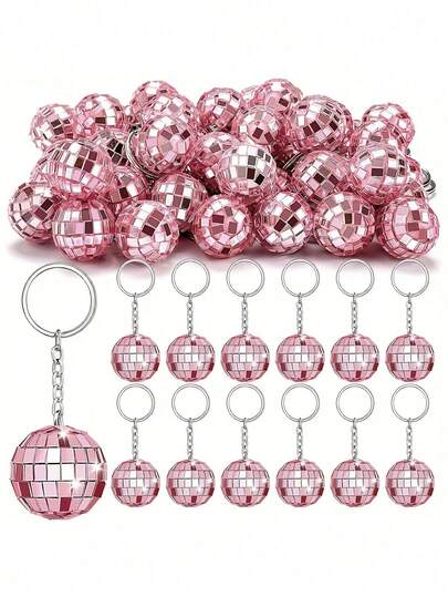 Móc khóa quả cầu disco màu hồng - Quả cầu gương mini với vòng kim loại, món quà lưu niệm lấp lánh phong cách thập niên 70, 80, thích hợp cho đám cưới, sinh nhật, ngày Valentine - Phụ kiện chụp ảnh và quà tặng trang trí, quà tặng tiệc độc thân, quà cưới sinh nhật, phụ kiện tiệc tùng, trang trí tiệc disco retro, lựa chọn Giáng sinh tuyệt vời nhất. Móc khóa bắt mắt.