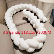 AIBOYING 1件装三股白色婴儿床围，手工编织球结软垫婴儿床围栏 - 彩色 - 查看 13