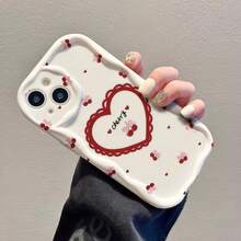 1 chiếc ốp lưng điện thoại hình trái tim, nơ anh đào, lượn sóng, bảo vệ màn hình, tương thích với Apple 7/8/X/XR/XSMAX/11/12/13/14/15/16/17 Pro Max, A14/A15/A16/A17/A04/A05/A06/A07/A54/A55/A56/A57/A34/A35A/36/A37/S26/S26Plus/S26Ultra, Transsion SMART7/8/9/10 - màu trắng kem - Xem 4