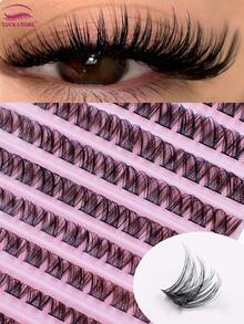 110Pcs D Curl Lash Clusters Mixed 8-16mm, Wispy Fluffy Individual Eyelashes, Natural Look DIY Eyelash Extensions For Beginners - C - View 1