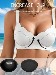 1 Cặp miếng độn ngực dày 4cm, miếng nâng ngực tức thì, miếng lót ngực vô hình có thể tái sử dụng cho đồ bơi, váy và trang phục hàng ngày. - Nhiều màu - Xem 2