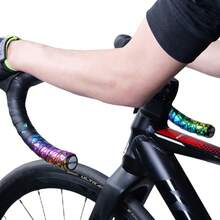 2 Peças Fita Antiderrapante e Absorvente de Choque Pollycycle, Envoltório de Guidão Curvo de Bicicleta de Estrada PU/EVA com Tampas de Extremidade, Adequado para Guidão de Bicicleta, Acessórios de Vara de Pesca - Multicolorido - Visão 10