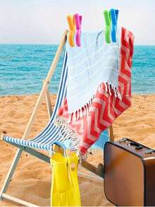 Multi-Color Random Shipping Heavy Duty Windproof Plastic Clothespins, Large Strong Clips For Towels Socks Blankets Clothes, Secure Towels On Beach Pool Cruise Chairs Clotheslines, Practical Wind Resistant Laundry Accessory For Home Travel Use - Multicolor - View 3