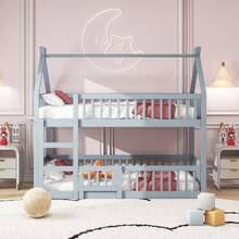 Kids Bed Frames, Headboards & Footboards - Gray + Wood + Wood - View 3