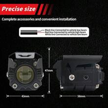 1 par de luces LED cuadradas mini amarillas y blancas para uso todoterreno, con haz alto/bajo conmutable, luz auxiliar de trabajo y de ruta - Un par de focos LED + soporte de base - Ver 9