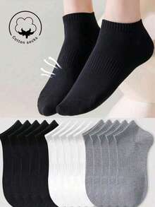 3/6/9/12 Pairs Women 4-Season Cotton Socks, Breathable Mesh, Moisture-Wicking Soft Fabric, For Sports Casual Business Daily Wear, Random Colors - Multicolor - View 1