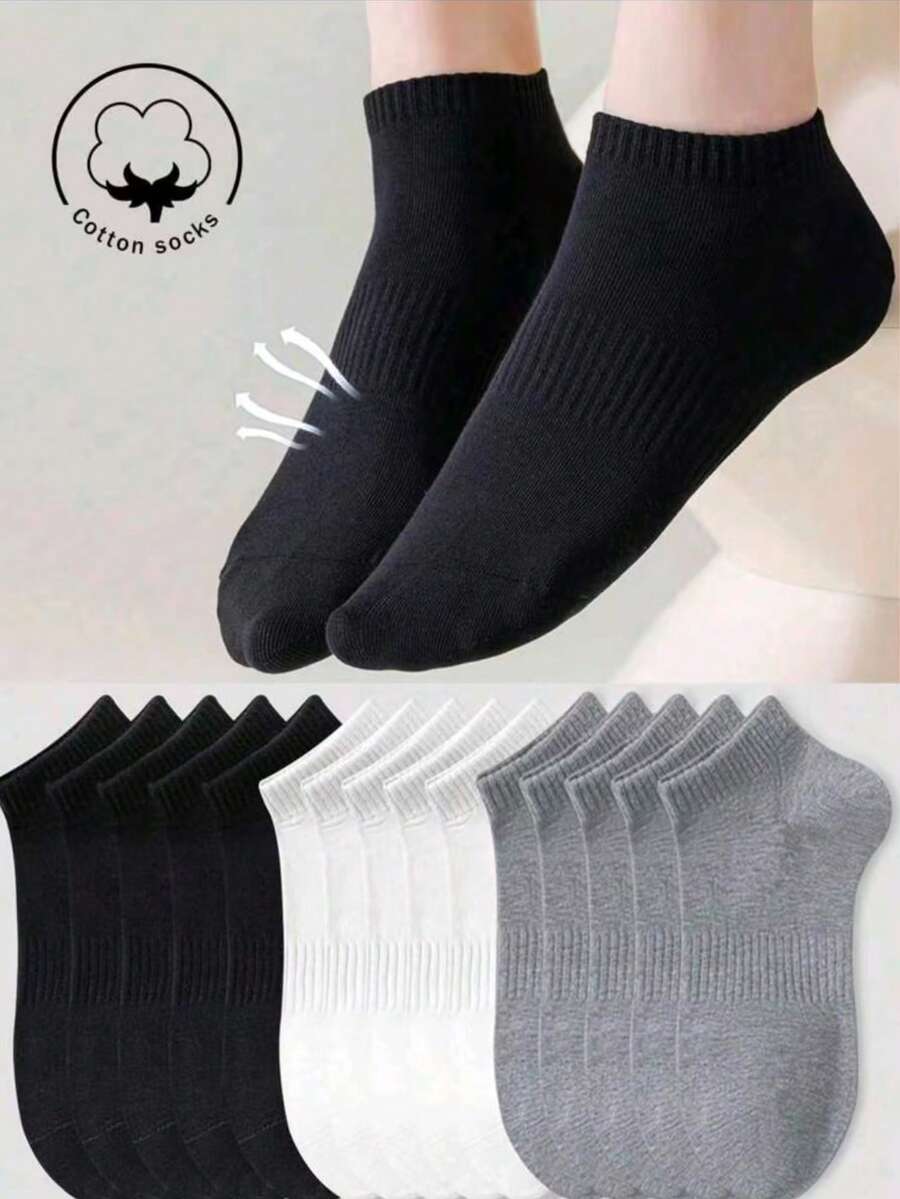 3/6/9/12 Pairs Women 4-Season Cotton Socks, Breathable Mesh, Moisture-Wicking Soft Fabric, For Sports Casual Business Daily Wear, Random Colors - Multicolor - View 1