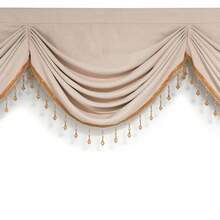 MEISIMENGSHA 1 Piece Solid Curtain Valance, Luxury High Density Fabric Swag Style With Tassel Trim Decorative Window Treatment For Living Room Bedroom - Beige - View 5