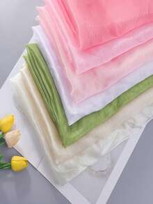 1 tấm vải organza mềm mại, thân thiện với da, thích hợp để may quần áo trẻ em, làm phông nền DIY, vải may quần áo. - màu xanh lá - Xem 5