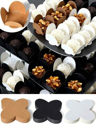 1/10pcs Foldable Chocolate Packaging Tray, Designed To Hold And Protect Jewelry, Candies, Desserts, Cupcakes Or Small Snacks. Ideal For Holiday Gift Boxes, Wedding Favors, Mother's Day Gifts, Birthday Parties, Dessert Shop Displays, Baking Decor And Dessert Table Setups