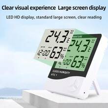 Multifunctional Electronic Thermometer And Hygrometer With Clock And Alarm, High/Low Temperature And Humidity Recording, Indoor Home Temperature Measurement, Practical Home Gift For Elders On Father's Day - 1 - View 3