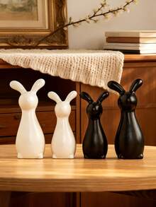1 pieza Decoración de Pascua con forma de conejo, diseño creativo, artesanía de cerámica exquisita, estilo minimalista, adecuado para escritorio, oficina, estantería, mesa de noche, sala de estar, decoración festiva, una opción de regalo ideal - Multicolor - Ver 7