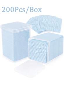 2000/1000/200 片装指甲清洁湿巾 - 专业无绒指甲油卸除棉片，UV凝胶清洁湿巾，无香型指甲准备和修整美甲艺术清洁工具（蓝色） - 藍色 - 查看 9