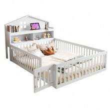 Kids Bed Frames, Headboards & Footboards - White+Solid Wood+140cm*200cm - View 8
