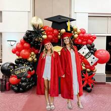 106pcs/Set Graduation Balloon Arch Kit, Includes Graduation Cap, Diploma, Red & Black Burst Star, Suitable For Graduation Party, Graduation Decoration, 2026 Graduation Ceremony, Campus Celebration, Indoor & Outdoor Atmosphere Decoration - Multicolor - View 5