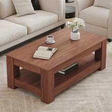 Table basse moderne à deux niveaux – Structure en panneau de fibres MDF, adaptée comme table de café pour le salon, table de chevet ou bureau - défaut - Voir 3