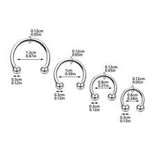Bộ 10 khuyên septum bằng thép không gỉ màu bạc, kích thước 6/8/10/12/14mm, thiết kế dạng tạ tròn cong có ren ngoài, phù hợp với nhiều vị trí xỏ khuyên như môi, lông mày, vành tai, xoắn tai, sụn tai và sụn vành tai (hình cầu + đầu nhọn). - Bạc - Xem 2