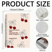 100-Page Spiral Notebook With Cherry Blossom Design, Suitable For Study, Work And Note-Taking, High-Quality Paper Material, Sketchbook, High-Grade Paper, Gift For Shoppers, Study Planner, Themed Diary, Notebook, Suitable For All Seasons - A5 - View 2