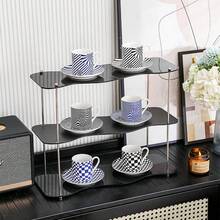 2 件套酷炫几何波纹茶杯/马克杯礼盒 - 极简蓝黑条纹设计，时尚青年办公咖啡杯创意礼品之选，蓝黑几何条纹双杯礼盒，现代波纹茶杯/马克杯！ - 混合 - 查看 2