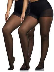 1/2/4pcs Plus Size Ultra Sheer Pantyhose 0D (XS-XXL) - Black Tights - Black - View 12